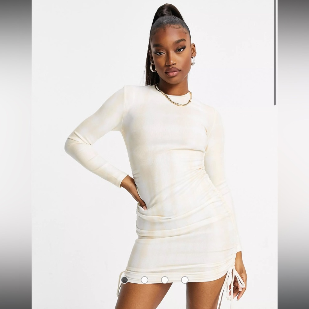 ASOS Lioness long sleeve bodycon dress in ecru size XS